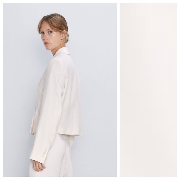NWT. Zara Ivory Lapel Collar Blazer. Size XS, S. - Picture 3 of 8